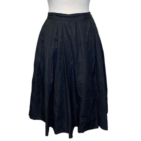 Vintage 50s Full Circle‎ Skirt Black Moire Toni Owen Sportswear Small Pockets - Picture 1 of 16